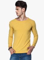 Tinted Yellow Solid Round Neck T-Shirt
