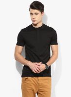 Tom Tailor Black Solid Henley T-Shirt