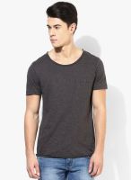 Tom Tailor Black Solid Round Neck T-Shirt