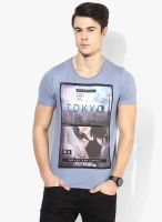 Tom Tailor Blue Colored Printed Round Neck T-Shirt