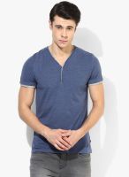 Tom Tailor Blue Solid Round Neck T-Shirt