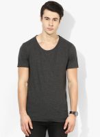 Tom Tailor Dark Grey Solid Round Neck T-Shirt