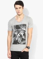 Tom Tailor Grey Melange Regular Round Neck T-Shirt