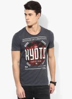 Tom Tailor Grey Printed Round Neck T-Shirt