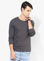 Tom Tailor Grey Solid Round Neck T-Shirt