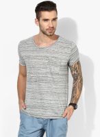 Tom Tailor Grey Striped Round Neck T-Shirt