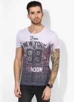 Tom Tailor Lilac Printed Round Neck T-Shirt