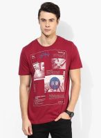 Tom Tailor Maroon Regular Round Neck T-Shirt