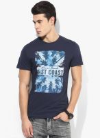 Tom Tailor Navy Blue Printed Round Neck T-Shirt