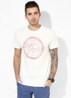 Tom Tailor Off White Printed Round Neck T-Shirt
