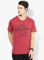 Tom Tailor Red Printed Round Neck T-Shirt