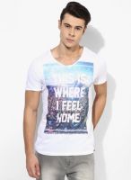 Tom Tailor White Solid Round Neck T-Shirt