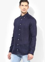 Tommy Hilfiger Blue Linen Regular Fit Casual Shirt