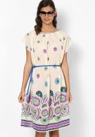 Tops And Tunics Off White Colored Printed Shift Dress
