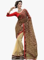 Triveni Sarees Brown Embroidered Saree