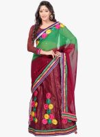 Triveni Sarees Maroon Embroidered Lehenga Saree