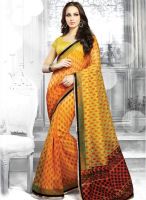 Triveni Sarees Yellow Printed Saree