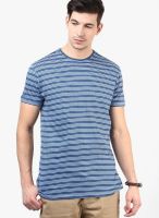 Tshirt Company Blue Striped Round Neck T-Shirts