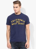 Ucla Navy Blue Solid Round Neck T-Shirt