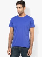 Uni Style Image Blue Solid Round Neck T-Shirt