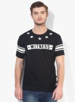 United Colors of Benetton Black Printed Round Neck T-Shirt