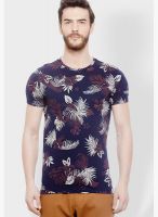 United Colors of Benetton Blue Printed Round Neck T-Shirts