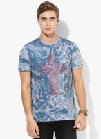 United Colors of Benetton Blue Printed Round Neck T-Shirt