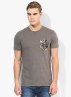 United Colors of Benetton Grey Solid Round Neck T-Shirt