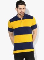 United Colors of Benetton Navy Blue Striped Polo T-Shirt