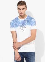 United Colors of Benetton White Printed Round Neck T-Shirt