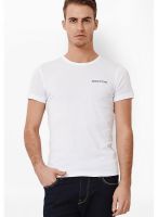 United Colors of Benetton White Solid Round Neck T-Shirts