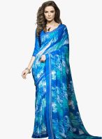 Vaamsi Aqua Blue Printed Saree