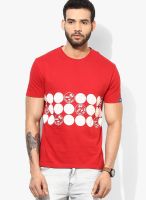 Vans Red Solid Round Neck T-Shirts