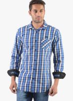 Vintage Blue Check Slim Fit Casual Shirt