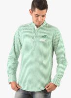 Vintage Green Check Slim Fit Casual Shirt