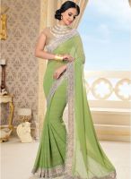 Vishal Green Solid Saree