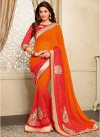 Vishal Orange Embellished Saree