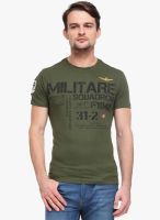 WYM Green Printed Round Neck T-Shirt