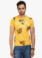 WYM Yellow Printed Round Neck T-Shirt