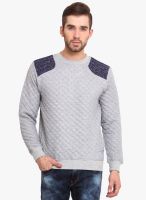 Western Vivid Grey Checked Round Neck T-Shirt