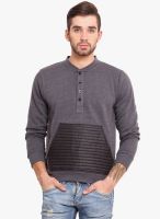 Western Vivid Grey Solid Henley T-Shirt