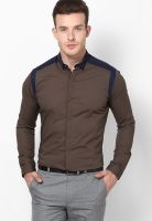 Wills Lifestyle Brown Formal Shirt