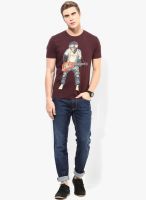 Wrangler Brown Round Neck T-Shirt