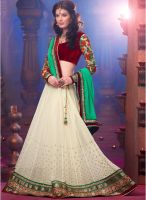 Xclusive Chhabra Cream Embroidered Saree