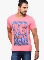Yepme Pink Printed Round Neck T-Shirts