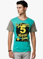 Yepme Printed Green Round Neck T-Shirt