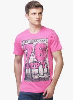 Yepme Printed Pink Round Neck T-Shirt