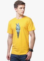 Yepme Printed Yellow Round Neck T-Shirt