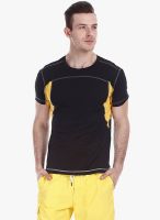 Zobello Black Solid Round Neck T-Shirt