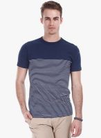 Zobello Blue Striped Round Neck T-Shirt
